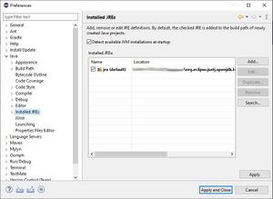 Eclipse Installed JREs - on start.jpg